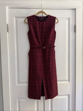 open lace back dress Narciso Rodriguez Pink Wool Piping Dress Sz 8